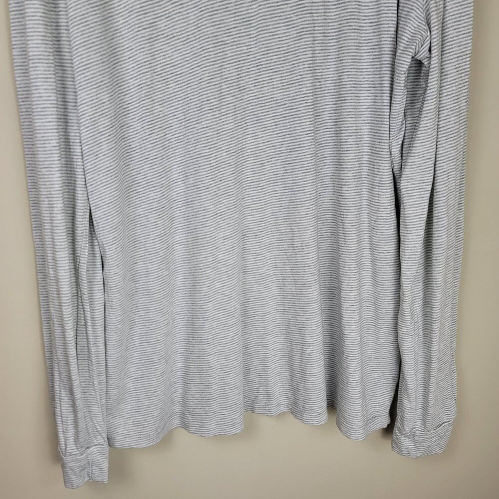 Marine Layer Peralta MicroModal Stripe Henley Gray Long Sleeve L - Picture 7 of 11